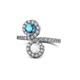 1 - Kevia London Blue Topaz and White Sapphire with Side Diamonds Bypass Ring 