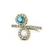 1 - Kevia London Blue Topaz and White Sapphire with Side Diamonds Bypass Ring 