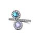 1 - Kevia London Blue Topaz and Tanzanite with Side Diamonds Bypass Ring 