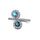 1 - Kevia London Blue Topaz and Blue Diamond with Side Diamonds Bypass Ring 