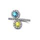 1 - Kevia London Blue Topaz and Yellow Diamond with Side Diamonds Bypass Ring 