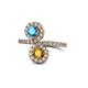 1 - Kevia London Blue Topaz and Citrine with Side Diamonds Bypass Ring 