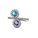 1 - Kevia London Blue Topaz and Iolite with Side Diamonds Bypass Ring 
