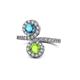 1 - Kevia London Blue Topaz and Peridot with Side Diamonds Bypass Ring 