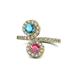 1 - Kevia London Blue Topaz and Rhodolite Garnet with Side Diamonds Bypass Ring 