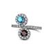 1 - Kevia London Blue Topaz and Red Garnet with Side Diamonds Bypass Ring 