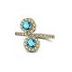 1 - Kevia London Blue Topaz with Side Diamonds Bypass Ring 