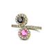1 - Kevia Black Diamond and Pink Sapphire with Side Diamonds Bypass Ring 