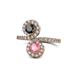1 - Kevia Black Diamond and Pink Tourmaline with Side Diamonds Bypass Ring 
