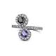 1 - Kevia Black Diamond and Iolite with Side Diamonds Bypass Ring 