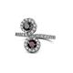 1 - Kevia Black Diamond and Red Garnet with Side Diamonds Bypass Ring 