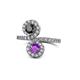 1 - Kevia Black Diamond and Amethyst with Side Diamonds Bypass Ring 