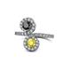 1 - Kevia Black Diamond and Yellow Sapphire with Side Diamonds Bypass Ring 
