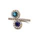 1 - Kevia Blue Diamond and Blue Sapphire with Side Diamonds Bypass Ring 