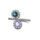 1 - Kevia Blue Diamond and Tanzanite with Side Diamonds Bypass Ring 