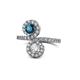 1 - Kevia Blue and White Diamond with Side Diamonds Bypass Ring 