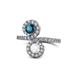 1 - Kevia Blue Diamond and White Sapphire with Side Diamonds Bypass Ring 