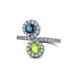 1 - Kevia Blue Diamond and Peridot with Side Diamonds Bypass Ring 