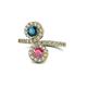 1 - Kevia Blue Diamond and Rhodolite Garnet with Side Diamonds Bypass Ring 