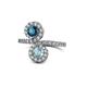 1 - Kevia Blue Diamond and Aquamarine with Side Diamonds Bypass Ring 