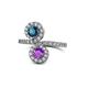 1 - Kevia Blue Diamond and Amethyst with Side Diamonds Bypass Ring 