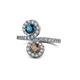 1 - Kevia Blue Diamond and Smoky Quartz with Side Diamonds Bypass Ring 