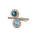1 - Kevia Blue Diamond and Blue Topaz with Side Diamonds Bypass Ring 