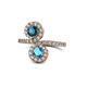 1 - Kevia Blue Diamond and London Blue Topaz with Side Diamonds Bypass Ring 