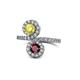 1 - Kevia Yellow Diamond and Ruby with Side Diamonds Bypass Ring 