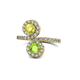 1 - Kevia Yellow Diamond and Peridot with Side Diamonds Bypass Ring 