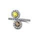1 - Kevia Yellow Diamond and Smoky Quartz with Side Diamonds Bypass Ring 
