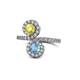 1 - Kevia Yellow Diamond and Blue Topaz with Side Diamonds Bypass Ring 