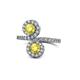 1 - Kevia Yellow Diamond and Yellow Sapphire with Side Diamonds Bypass Ring 