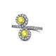 1 - Kevia Yellow Diamond with Side White Diamonds Bypass Ring 
