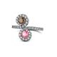 1 - Kevia Smoky Quartz and Pink Tourmaline with Side Diamonds Bypass Ring 