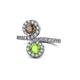 1 - Kevia Smoky Quartz and Peridot with Side Diamonds Bypass Ring 