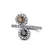 1 - Kevia Smoky Quartz and Black Diamond with Side Diamonds Bypass Ring 