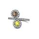 1 - Kevia Smoky Quartz and Yellow Diamond with Side Diamonds Bypass Ring 