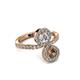 3 - Kevia Smoky Quartz and Diamond with Side Diamonds Bypass Ring 