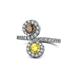 1 - Kevia Smoky Quartz and Yellow Sapphire with Side Diamonds Bypass Ring 