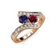 3 - Eleni Blue Sapphire and Ruby with Side Diamonds Bypass Ring 