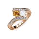 3 - Eleni Citrine and White Sapphire with Side Diamonds Bypass Ring 