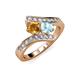 3 - Eleni Citrine and Aquamarine with Side Diamonds Bypass Ring 