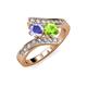 3 - Eleni Tanzanite and Peridot with Side Diamonds Bypass Ring 