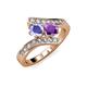 3 - Eleni Tanzanite and Amethyst with Side Diamonds Bypass Ring 