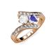 3 - Eleni White Sapphire and Tanzanite with Side Diamonds Bypass Ring 