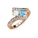 3 - Eleni White Sapphire and Blue Topaz with Side Diamonds Bypass Ring 