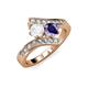 3 - Eleni White Sapphire and Iolite with Side Diamonds Bypass Ring 