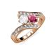 3 - Eleni White Sapphire and Rhodolite Garnet with Side Diamonds Bypass Ring 