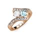 3 - Eleni White Sapphire and Aquamarine with Side Diamonds Bypass Ring 